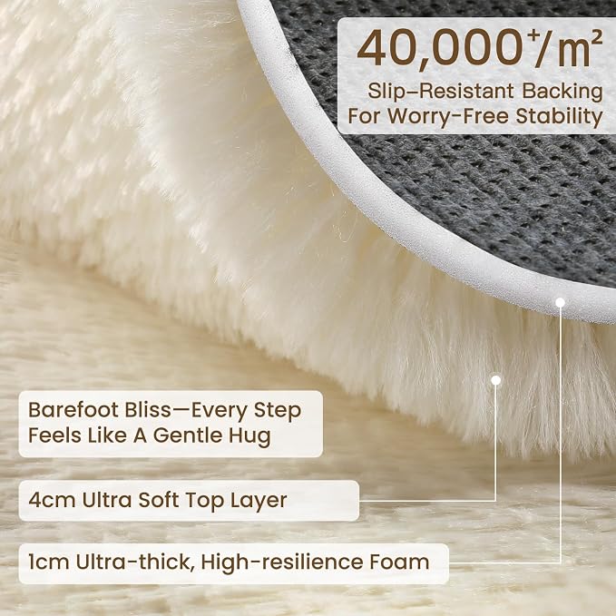 Sour Lemon Area Rugs 8x10 Living Room, Cream Large Area Rug Shag Shaggy Carpet Soft Plush Furry Bedside Rugs, Machine Washable Area Rugs for Bedroom Kids Girls Boys Home Decor Anti Slip