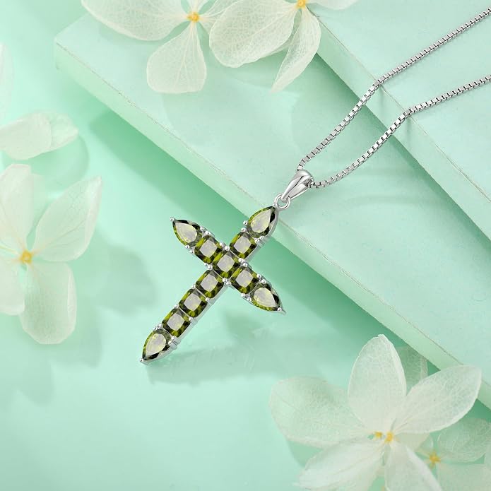 STARCHENIE 925 Sterling Silver Cross Necklace for Women Birthstone Jewelry | 925 Sterling Silver Crucifix Pendant, Birthstone Jewelry, Christian Religious Gift for Her