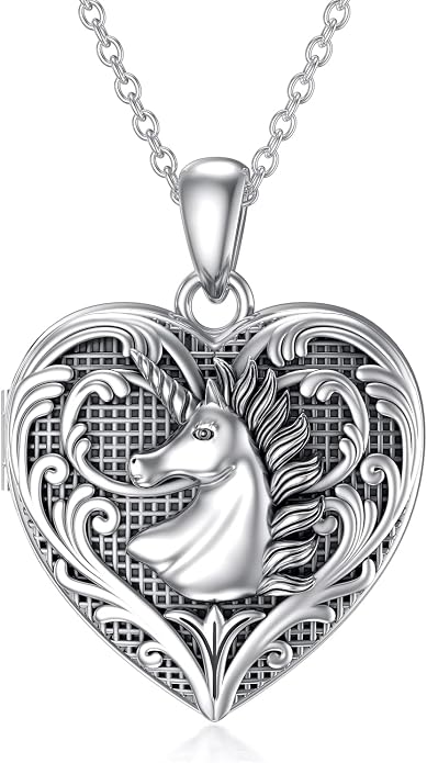 SOULMEET Personalized Silver Locket Necklace That Holds Pictures Photo Keep Someone Near to You, Memorial Custom Lockets Necklaces Letters Engraving for His Her