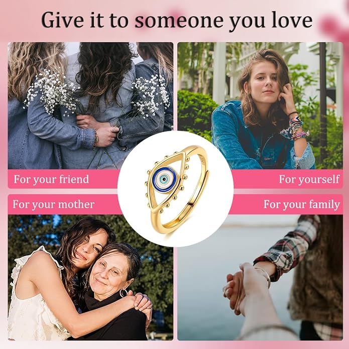 925 Sterling Silver Adjustable Open Rings for Women with Snake, Evil Eye or Bee Designs, Dainty Stackable Thumb Finger Rings, Gold Silver Ring Jewelry Gift for Mujer, Size 6-9