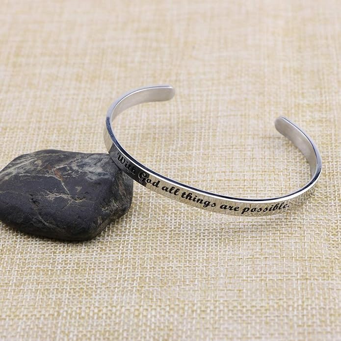 Memgift 𝐂𝐡𝐫𝐢𝐬𝐭𝐢𝐚𝐧 𝐁𝐫𝐚𝐜𝐞𝐥𝐞𝐭𝐬 for 𝐖𝐨𝐦𝐞𝐧 Inspirational Gifts Bible Verse Religious Faith Jewelry Cuff Bracelet Mothers Day Christmas Birthday Jewelry for Her Mother Daughter