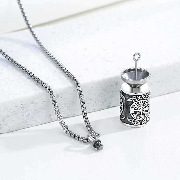 Viking Necklace 925 Sterling Silver Celtic Nordic Runes Amulet Necklace Viking Jewelry for Men Women