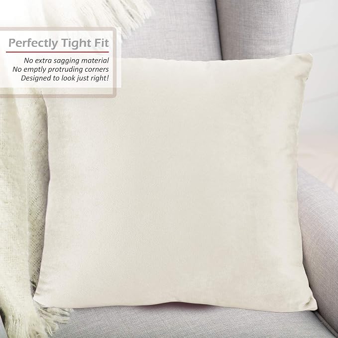 Nestl Throw Pillow Covers, Cozy Velvet Decorative Pillow Cases 24 x 24 Inches, Soft Solid Couch Pillow Covers for Sofa, Bed and Car, Set of 2 - Off White