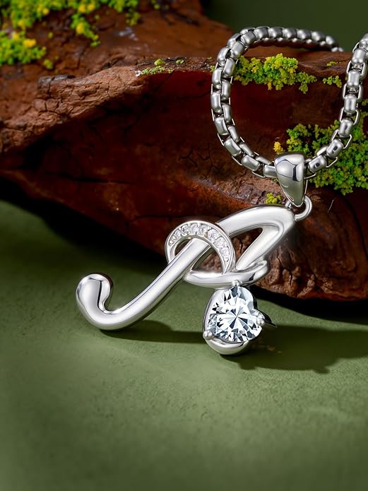 Birthday Gifts for Women Alphabet A to Z Initial Birthstone Pendant Necklaces for Women - 18k White Gold Plated Personalized Name Jewelry Anniversary Graduation Gifts for Wife Her Daughter Girlfriend(with Gift Box)