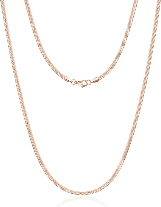 WomenGifts 14K Gold Silver Plated Herringbone Necklace for Women, Dainty Snake Chain Choker, Trendy Simple Long Layered Jewelry Non Tarnish, 3/4/5/8mm,14,16,18,20,22,24,26 Inch Thin & Chunky Options