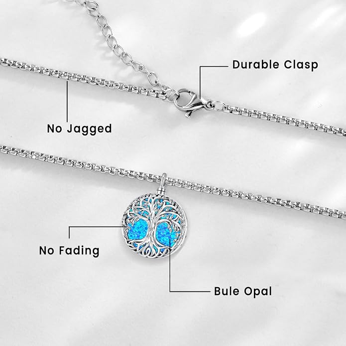 Jewelry Gifts - Tree of Life Necklace Sterling Silver Abalone Shell/Opal/Moonstone/Black Onyx/Turquoise/Malachite/Crystal Family Tree of Life Jewelry for Women Men