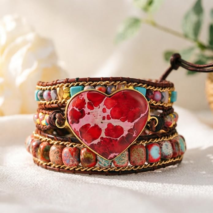 YGLINE Natural Stone Bracelet 3 Wraps Bracelet Handmade Boho Bracelet for Women Bracelet