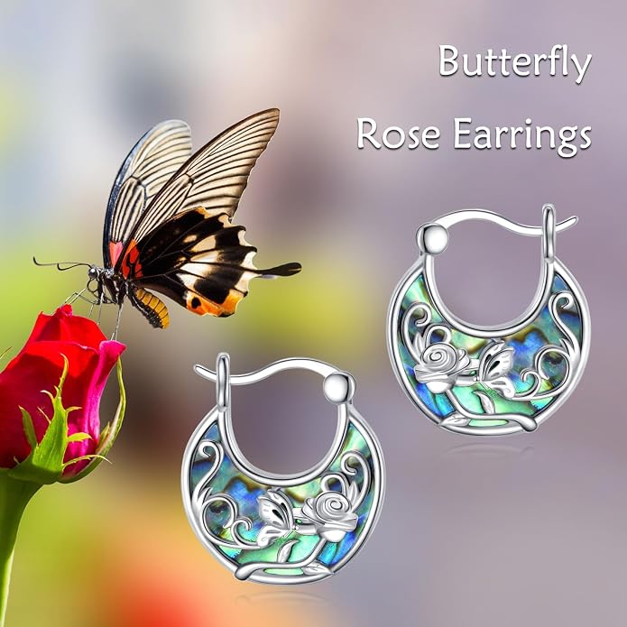 Tree of Life/Sunflower/Mountain/Daisy/Flower/Dragonfly/Butterfly/Earrings 925 Sterling Silver Hoop Earrings for Women