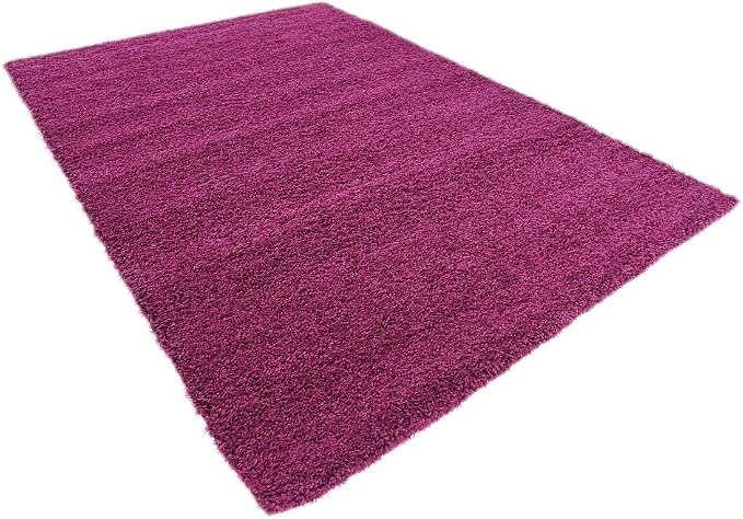 Unique Loom Solid Shag Collection Area Rug (7' 1" x 10' Rectangle, Eggplant Purple)