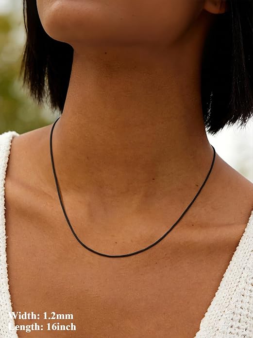 U7 Snake Necklace for Women 14K Gold Plated/Silver/Rose Gold/Black Chain Necklace Hypoallergenic, Stainless Steel Tiny Snake Chain Necklace 1/1.2/1.5/2MM, 14-30" Adjustable Minimalist Gift