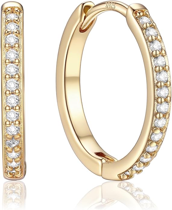 PROSTEEL Hoop Earrings for Women, Huggie Hoop with 925 Sterling Silver Post, 8/10/12/14/16/18/20mm Small Huggie Hoops, 14K Gold Plated/Silver/Black/Rose Gold Hypoallergenic Earrings Jewelry