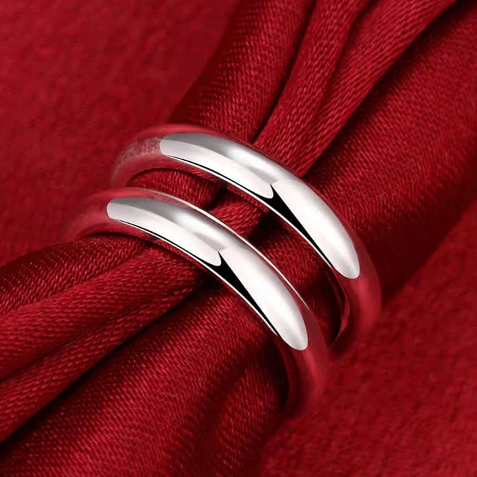 925 Sterling Silver Ring Minimalist Adjustable Rings Band Handmade Rings for Women Girls
