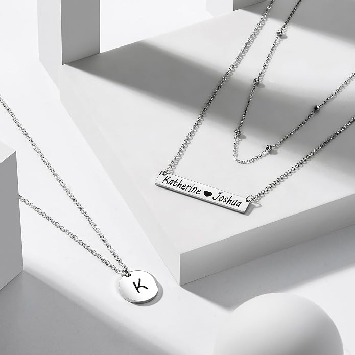 Personalized Necklace for Women, Custom Name Bar Pendant, Graduation Gift or Mothers Day Gift for Her, Gold Name Plate for Mom
