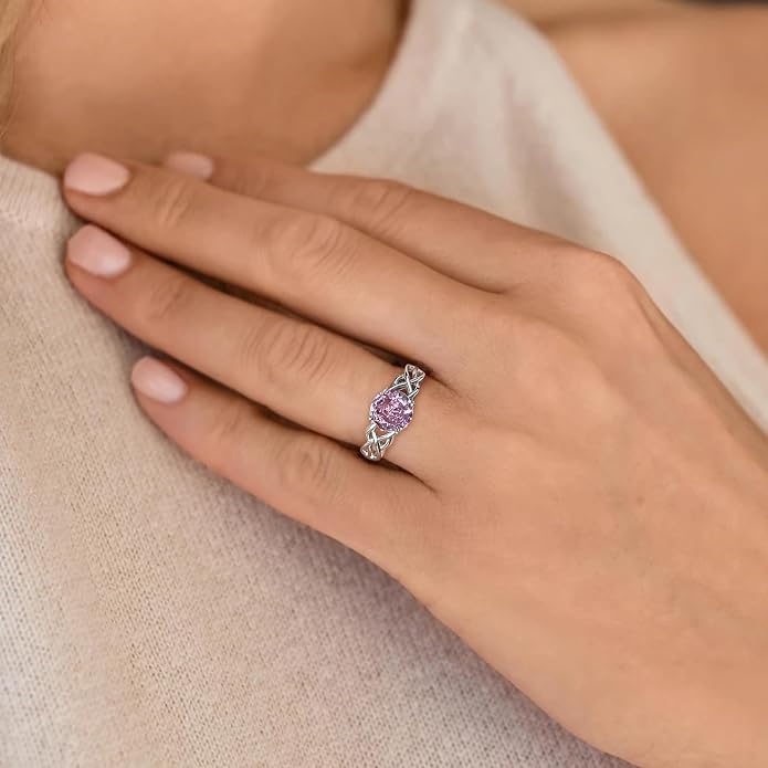 STARCHENIE Celtic Knot Promise Ring for Women 925 Sterling Silver Engagement Wedding Band with Birthstone (Size 5-10)