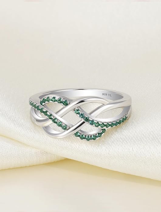 YL Celtic Knot Rings 925 Sterling Silver Twisted Knot Ring Birthstone Infinity Statement Jewelry for Women-size5