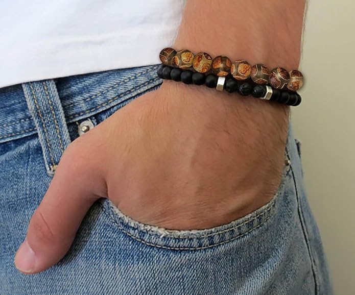 Lava Rock Bracelet Essential Oil Bracelet - Handmade in the USA - Lava Stone Bracelet for Men - Oil Diffuser Lava Rock - Aromatherapy Oil Bracelets - Relaxation Gifts for Men