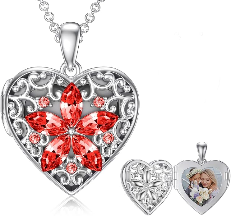 Dorunmo Personalized Locket Necklace 925 Sterling Silver that Holds Pictures Butterfly Birthstone Photo Heart Locket Custom Jewelry Congratulations New Beginnings New Job Gifts for Women