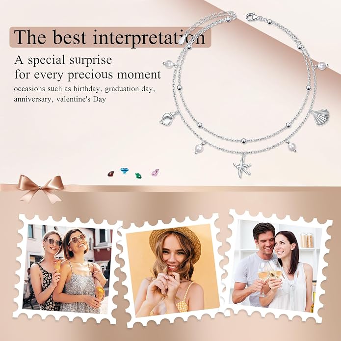 S925 Sterling Silver Ankle Bracelets Butterfly/Evil Eye/Anchor/infinity/Beach Anklet for Women Opal Moonstone Foot Chain Beach Jewelry