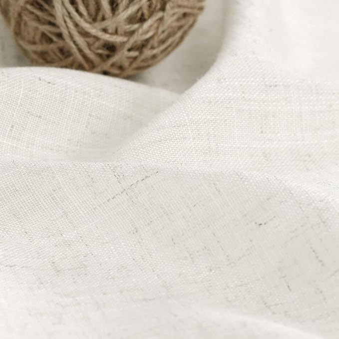 Nanspring Cream 80 inch Linen Curtains for Doorway Semi Sheer Light Filtering Curtains Panels Back Tab and Rod Pocket Modern Neutral for Bedroom Living Room 34 x 80 Inch, 2 Panels