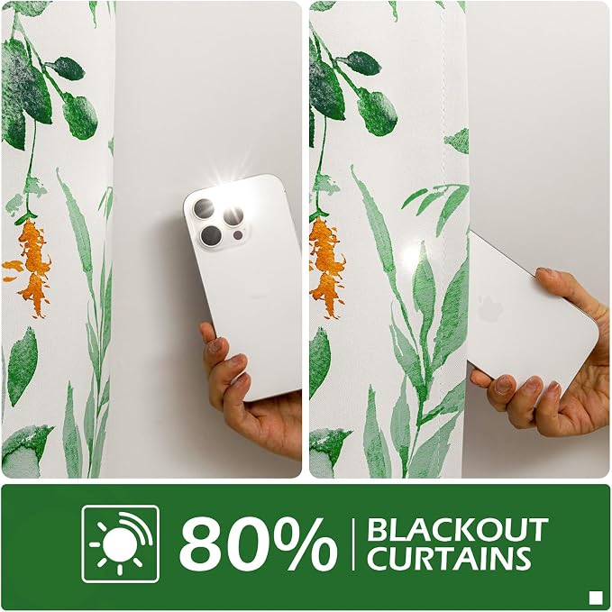 MYSKY HOME Sage Green Floral Blackout Extra Long Curtains 95 inch Length 2 Panels for Living/Dining Room- Flower Patterned Room Darkening Light Blocking Grommet Window Drapes, 52" W Each Panel