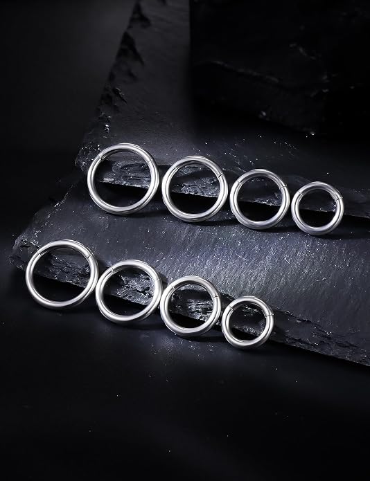 20G 18G 16G 14G 12G 10G 8G 6G Nose Rings Hoops 316l Surgical Steel Clicker Septum Lip Ring Tragus Helix Daith Rook Conch Snug Cartilage Lobe Earrings Hoop Piercing Jewelry For Women Men