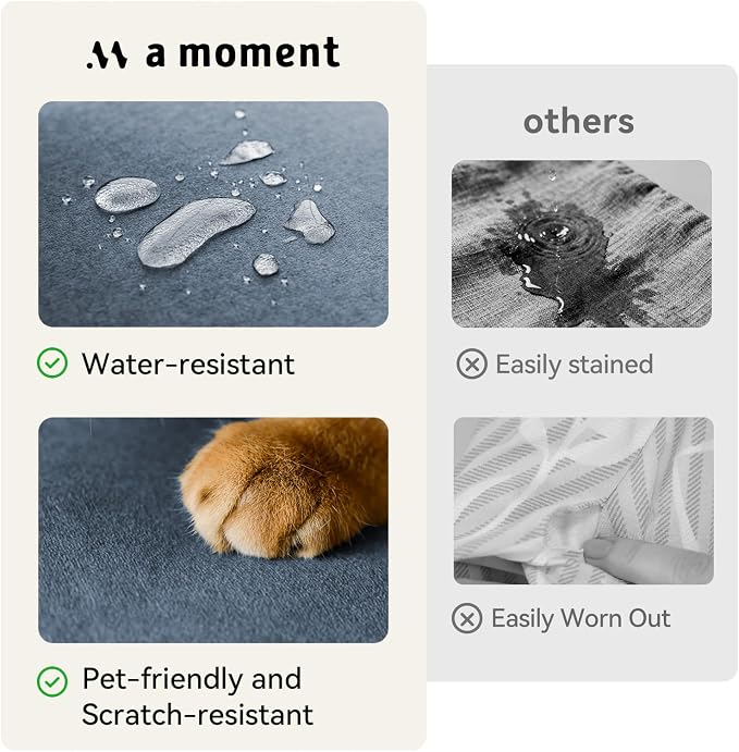 a moment Waterproof Throw Pillow Covers Set of 4,16x16 Inch Outdoor Stain Resistant Pet Friendly Pillowcases Cushion Covers for Patio Sofa and Living Room,Coastal Mist