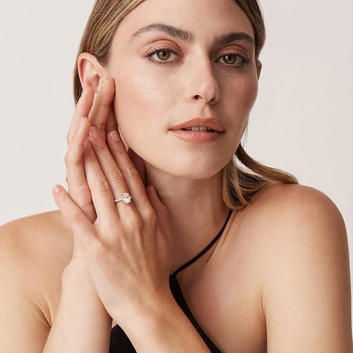 PAVOI 14K Gold Plated Engagement Rings for Women | Promise Wedding Band | 1.50CT - 3CT Cushion Cut Round Oval Cubic Zirconia Engagement Ring