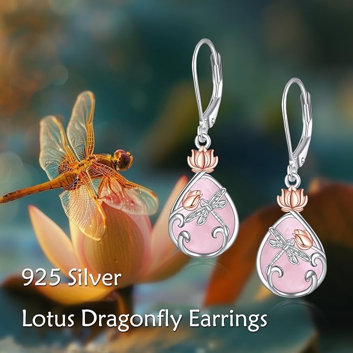 AOBOCO Teardrop Dangle Earrings for Women 925 Sterling Silver Moonstone Flower Filigree Leverback Jewelry Birthday