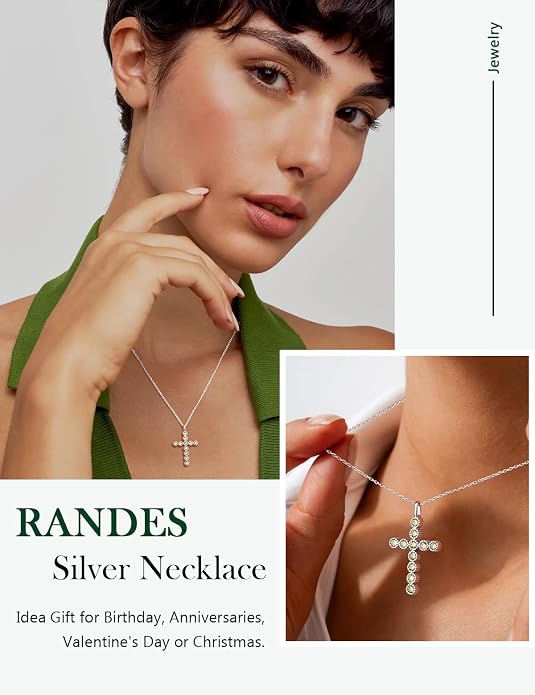Sterling Silver Cross Necklace for Women Birthstone Religious Jewelry