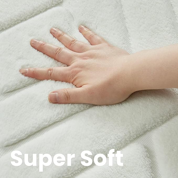 Macgace Ultra Soft Cream White Area Rug for Living Room, 5x7 Modern Geometric Shag Rugs with Nonslip Backing for Bedroom, Washable Fuzzy Carpet for Cozy Kids Girls Room