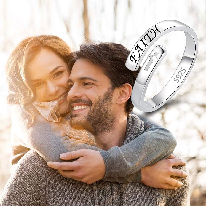 Fookduoduo 925 Sterling Silver Ring Inspirational Jewelry adjustable Wrap Open Rings for Women