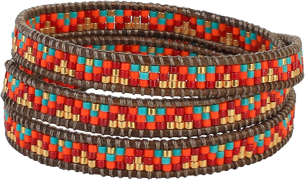 KELITCH New Women Friendship Bracelet Leather Wrap Bracelets Bangle Handmade Stackable Jewelry