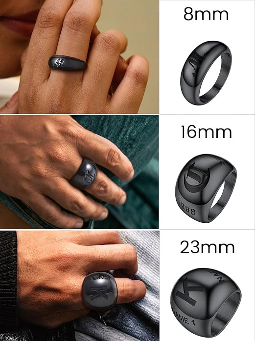 GOLDCHIC JEWELRY Chunky Dome Ring for Women, Stainless Steel Bold Stacking Croissant Statement Ring For Men (Size 7-12, Custom)