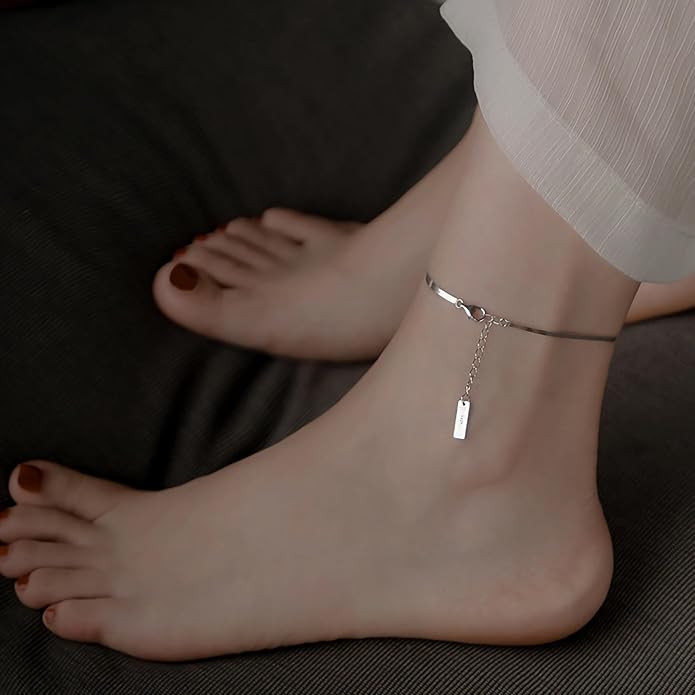 Gold Anklets Bracelets for Women,925 Sterling Silver Waterproof Dainty Heart Anklet Snake Chain Link 14K Gold Plated Non Tarnish Ankle Chain Summer Beach Foot Jewelry Graduation Wedding Gifts