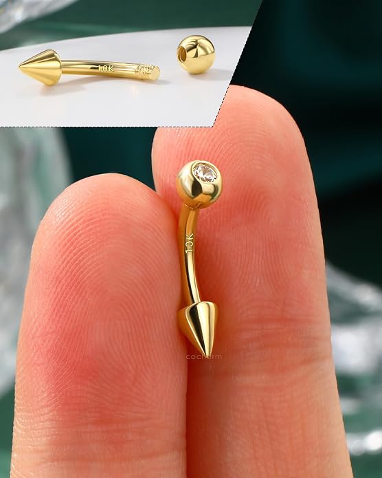 COCHARM 10K Yellow Gold Butterfly Belly Button Rings 10K Real Gold Belly Rings 10K Gold Belly Piercing Jewelry for Women Gold Upside Down Nave Rings