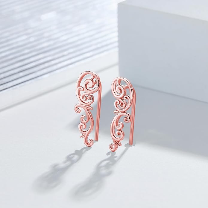 Ear Climbers Earrings for Women Sterling Silver Vintage Ear Crawler Earrings Jewelry Gifts for Women