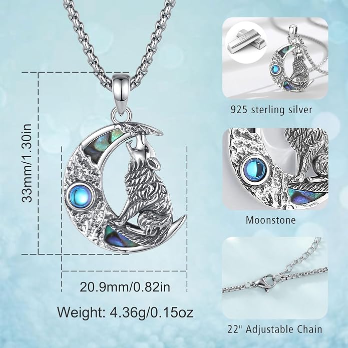 Vito 925 Sterling Silver Viking Necklace for Women Men, Viking Dragon/Wolf/Horse/Tree of Life Pendant Norse Amulet Nordic Jewelry for Men