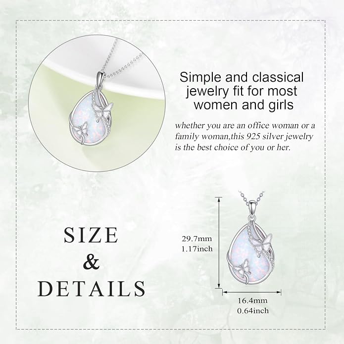 KQF Dragonfly/Butterlfy/Cat/Jellyfish/Bunny/Axolotl/Bee/Mermaid/Hummingbird/Elephant Necklace for Women Sterling Silver Moonstone Pendant Necklace Dragonfly Jewelry Gifts for Women