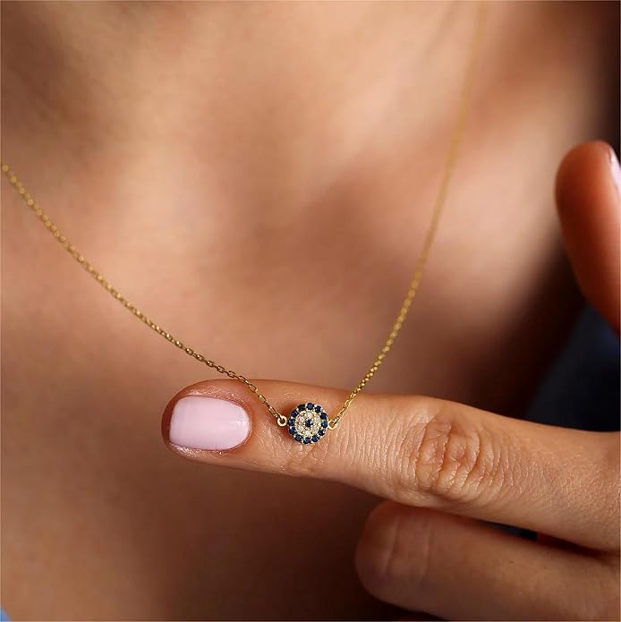Collner 14K Gold Heart Pendant Necklace for Women Dainty Star Necklace Tiny Evil Eye Choker Necklace Boho Crescent Moon Necklace Minimalist Jewelry
