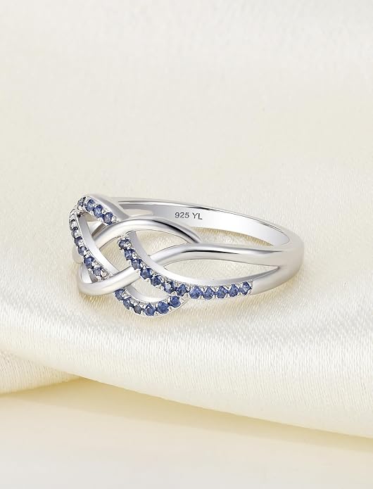 YL Celtic Knot Rings 925 Sterling Silver Twisted Knot Ring Birthstone Infinity Statement Jewelry for Women-size5