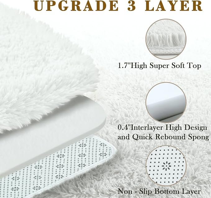Area Rugs 10x14 Living Room, Shaggy Carpet Soft Plush Furry Bedside Rug Large Area Rugs for Bedroom Home Decor Anti Slip(10 x 14, White)