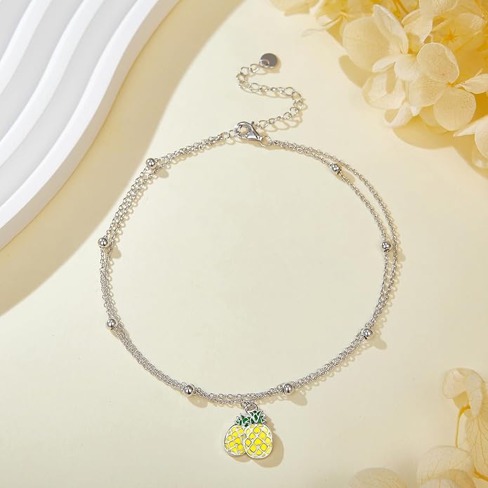 Heart/Starfish/Pineapple/Anchor/Sea Turtle/Butterfly/Celtic/Whale Tail bracelet Anklets for Women 925 Sterling Silver Anklets Jewelry for Women
