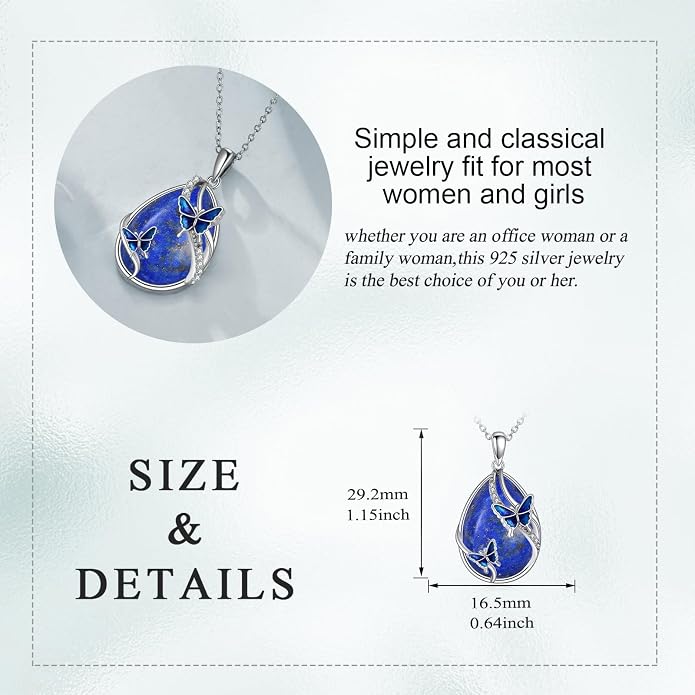 KQF Dragonfly/Butterlfy/Cat/Jellyfish/Bunny/Axolotl/Bee/Mermaid/Hummingbird/Elephant Necklace for Women Sterling Silver Moonstone Pendant Necklace Dragonfly Jewelry Gifts for Women