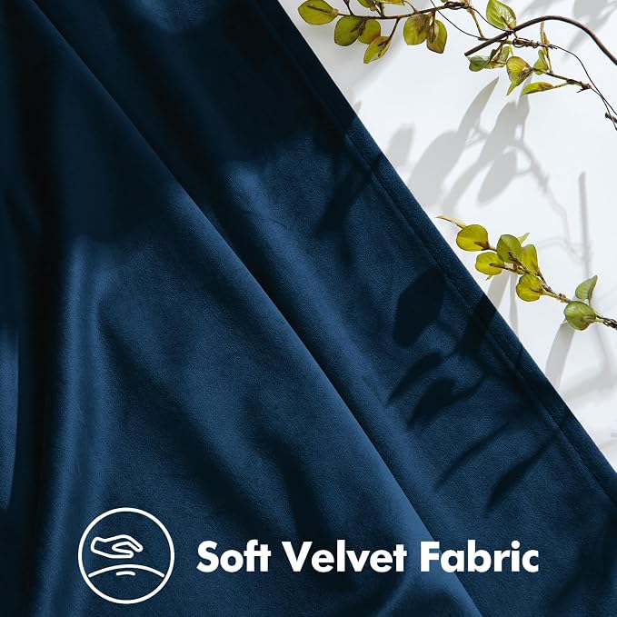 MIULEE Navy Blue Velvet Curtains 84 inches Long, Pinch Pleated Blackout Drapes with Hooks, Thermal Insulated Pinch Pleat Panels for Bedroom Living Room, 2 Panels