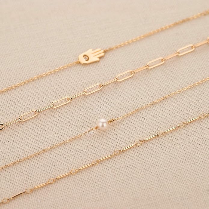 LOYATA Gold Bracelet Gold 14K Gold Filled Dainty Chain Simple Jewelry Gift for Women