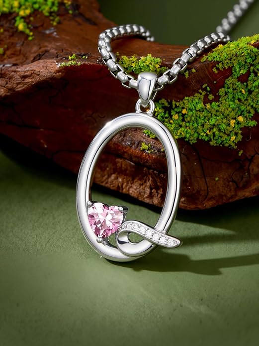 Birthday Gifts for Women Alphabet A to Z Initial Birthstone Pendant Necklaces for Women - 18k White Gold Plated Personalized Name Jewelry Anniversary Graduation Gifts for Wife Her Daughter Girlfriend(with Gift Box)