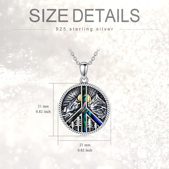 S925 Sterling Silver Poseidon Trident/Peace Sign/Coexist Peace Symbol/Pirate/Arrowhead/Flower of Life/Thor's Hammer Jewelry Necklace Gifts for Women Men