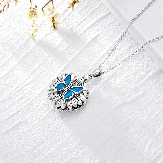 SOULMEET Personalized Silver Locket Necklace That Holds Pictures Photo Keep Someone Near to You, Memorial Custom Lockets Necklaces Letters Engraving for His Her