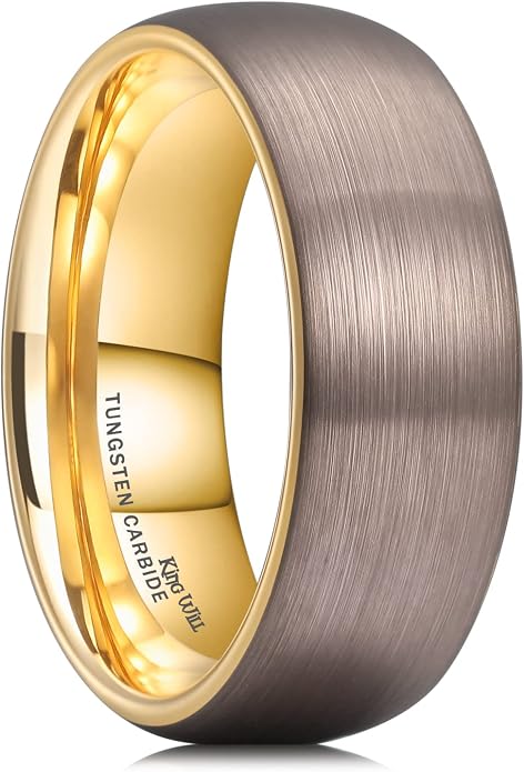 King Will Wedding Band for Men Women, 2/4/6/7/8mm Domed Matte Brushed Tungsten Carbide Rings, Solid/Dual Color Engagement Rings, Comfort Fit