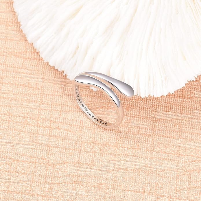 Fookduoduo 925 Sterling Silver Ring Inspirational Jewelry adjustable Wrap Open Rings for Women